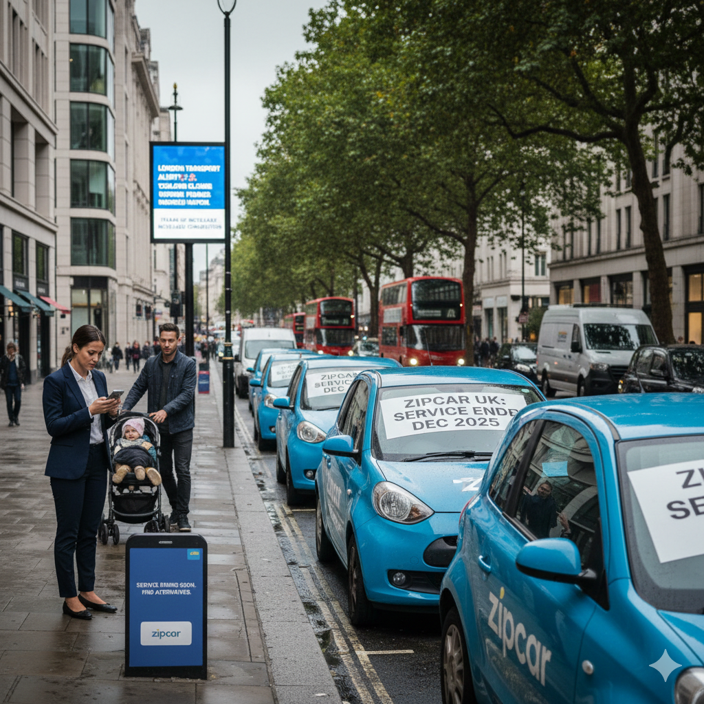 Major London car club Zipcar announces UK withdrawal, causing transport concerns